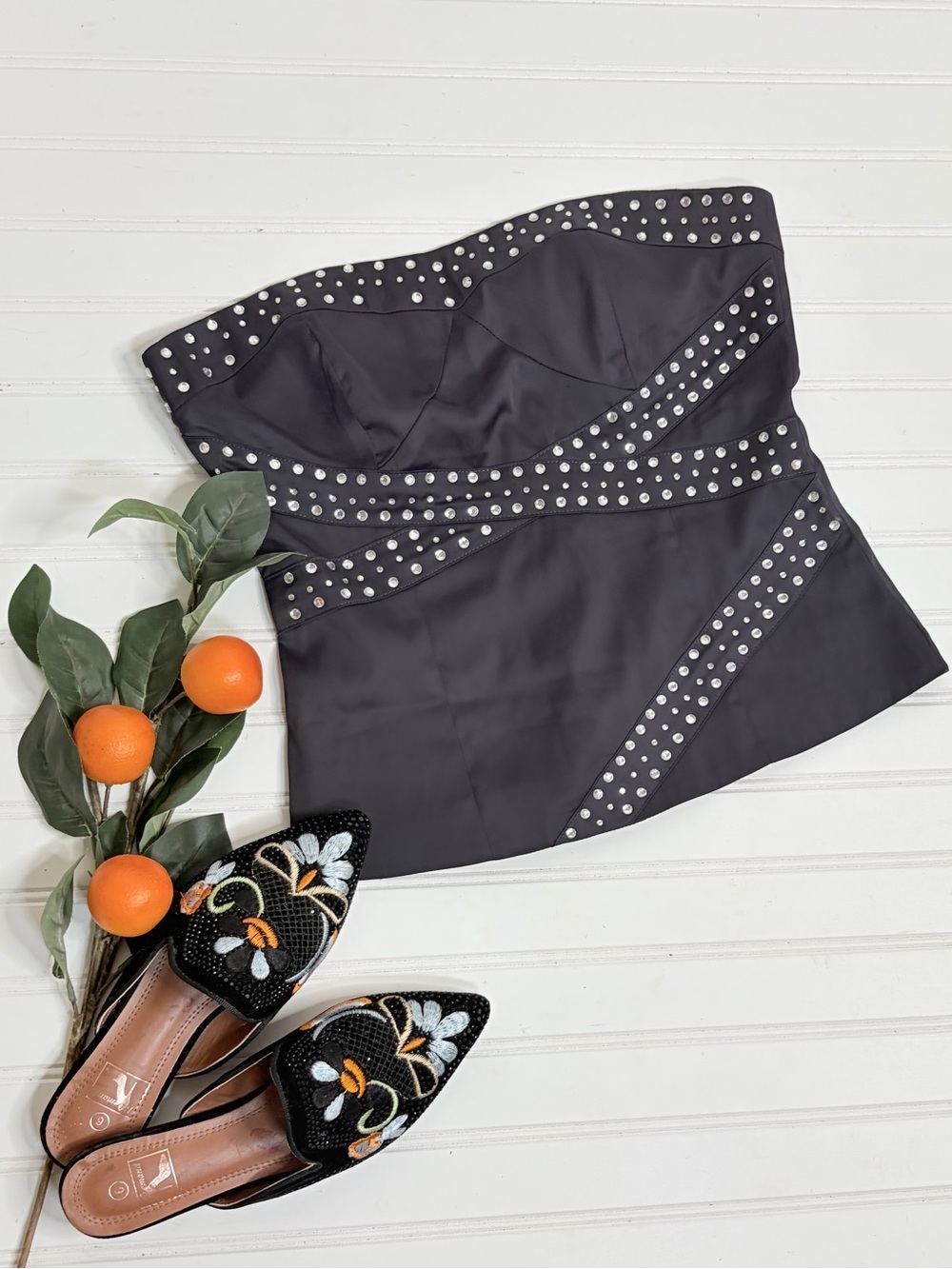 NIKIBIKI Rhinestone Studded Strapless Top